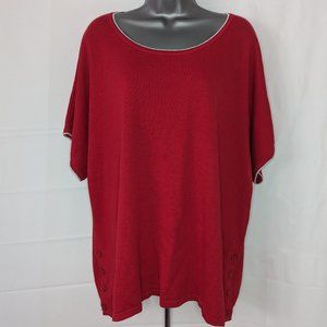 Westport Red Blouse with Button Detail